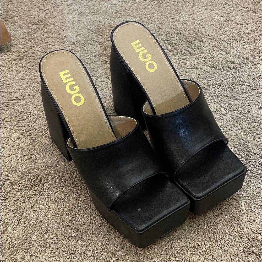 EGO Black Platform Mule Heels Sz UK7/US9